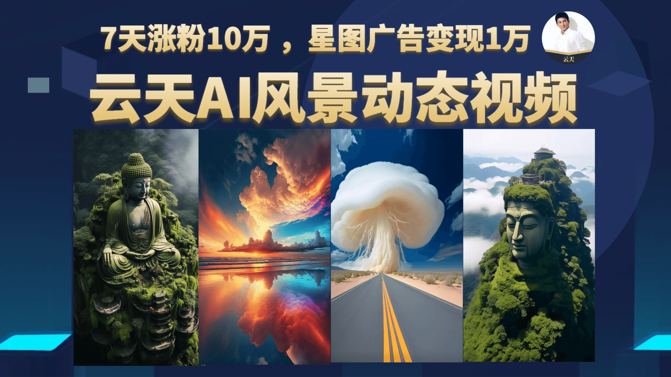 云天AI风景动图视频制作,7天涨粉10万 ,星图广告变现1万
