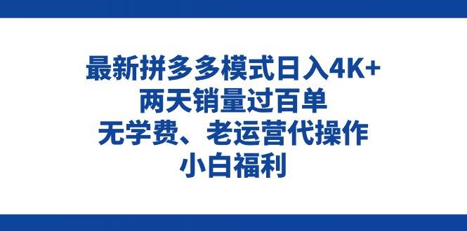 拼多多最新模式日入4K+两天销量过百单,无学费、老运营代操作、小白福利