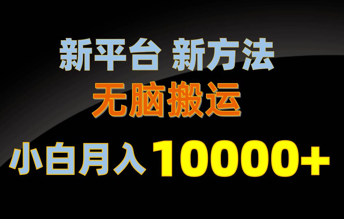 新平台新方法,无脑搬运,月赚10000+,小白轻松上手不动脑