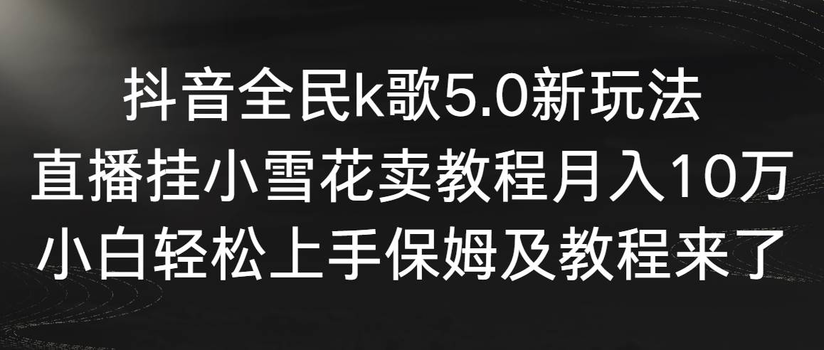抖音全民k歌5.0新玩法,直播挂小雪花卖教程月入10万,小白轻松上手,保...