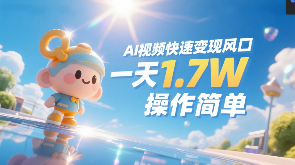 《Ai视频变现风口，一天1.7W，收入无上限，操作简单》