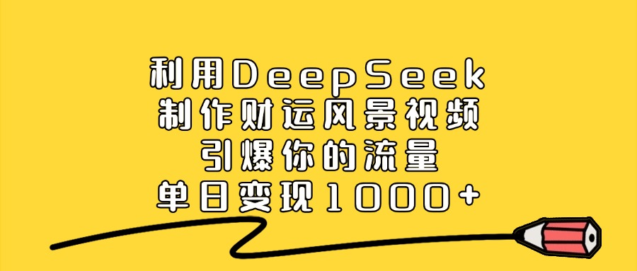 利用DeepSeek制作,财运风景视频,引爆你的流量,单日变现1000+