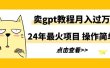 24年最火项目，卖gpt教程月入过万，操作简单