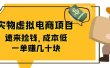 东哲日记：全网首创实物虚拟电商项目，速来捡钱，成本低，一单赚几十块！