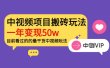 《老吴·中视频项目搬砖玩法，一年变现50w》目前看过的的最干货中视频玩法