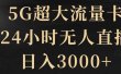 5G超大流量卡，24小时无人直播，日入3000+