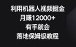 利用机器人视频掘金，月赚12000+，有手就会，落地保姆级教程