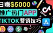 无需露脸，无需录音，无需投资，TIKTOK上传短视频，最高日入5000美元