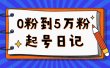 0粉到5万粉起号日记，持续变现 实操过程（5节课-78分钟）