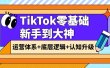 TikTok零基础新手到大神：运营体系+底层逻辑+认知升级（9节系列课）