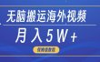 无脑搬运海外短视频，3分钟上手0门槛，月入5W+