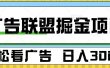 广告联盟掘金项目 可批量操作 单号日入300+