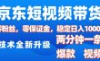 京东短视频带货，2025火爆项目，0粉丝，0保证金，操作简单，2分钟一条原创视频，日入1000+