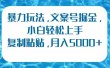暴力玩法，文案号掘金，小白轻松上手，复制粘贴，月入5000+