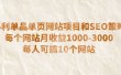 暴利单品单页网站项目和SEO策略 每个网站月收益1000-3000 每人可搞10个