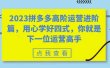 2023拼多多高阶运营进阶篇，用心学好四式，你就是下一位运营高手