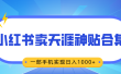 无脑搬运一单赚69元，小红书卖天涯神贴合集，一部手机实现日入1000+