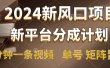 2024风口项目，新平台分成计划，两分钟一条视频，单号轻松上手月入9000+