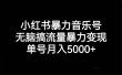 小红书暴力音乐号，无脑搞流量暴力变现，单号月入5000+