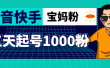 抖音快手三天起号涨粉1000宝妈粉丝的核心方法【详细玩法教程】