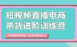 短视频直播电商带货进阶训练营：实战教学内容，干货不废话