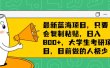 最新蓝海项目，只要会复制粘贴，日入800+，大学生考研项目，目前做的人极少