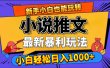 24年最新小说推文暴利玩法，0门槛0风险，轻松日赚1000+