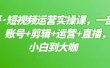 短视频运营实操课，一部手机，账号+剪辑+运营+直播，从小白到大咖