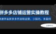 拼多多店铺运营实操教程：快速学会拼多多开店和运营，少踩坑，多盈利