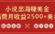 小说出海赚美金，稿费月收益2500+美金，仅需chatgpt粘贴复制，新手也能玩转
