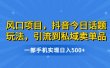 风口项目，抖音今日话题玩法，引流到私域卖单品，一部手机实现日入500+