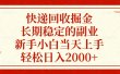 快递回收掘金，新手小白当天上手，长期稳定的副业，轻松日入2000+