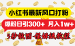 小红书最新图文打粉，5秒做图教程，爆粉日引300+，月入1w+