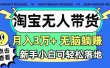 淘宝无人带货3.0高收益玩法，月入3万+，无脑躺赚，新手小白可落地实操