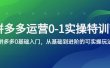 拼多多-运营0-1实操训练营，拼多多0基础入门，从基础到进阶的可实操玩法