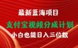 最新蓝海项目 支付宝视频频分成计划 小白也能日入三位数