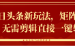 今日头条新玩法，矩阵操作，无需剪辑直接一键转发