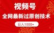 视频号，全网最新过原创技术，日入1000+