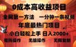 0成本高收益蓝海项目，一分钟一条视频，年底最热项目，小白轻松日入2000＋