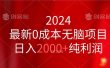 2024最新0成本无脑项目，日入2000+纯利润