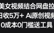 AI美女视频结合网盘拉新，日收5万+两分钟一条Ai原创视频，0成本0门槛送工具