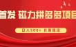 首发 磁力拼多多自撸  日入500+