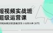 短视频实战班-超级运营课，|剪辑|拍摄|运营|直播|变现 小白到大神 (30节)