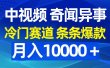 中视频奇闻异事，冷门赛道条条爆款，月入10000＋
