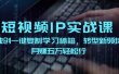 短视频 IP实战课，独创一键复制学习秘籍，转战新领域，月赚五万轻松行