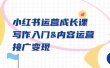 小红书运营成长课，写作入门内容运营接广变现【文档课】