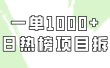 简单易学，每日热榜项目实操，一单纯利1000+