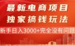 最新电商项目-搞钱玩法，新手日入3000+完全没有问题