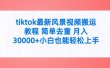 tiktok最新风景视频搬运教程 简单去重 月入30000+附全套工具