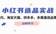 小红书选品实战：站内、淘宝天猫、拼多多，多渠道选品策略